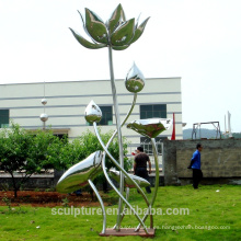 Escultura de acero inoxidable de la escultura de la flor del arte de Lotus para el jardín / al aire libre